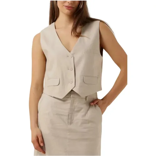 Elegant Linen Waistcoat , Damen, Größe: M - Gestuz - Modalova