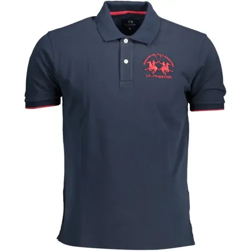 Blaues Poloshirt mit Eleganter Stickerei , Herren, Größe: 2XL - LA MARTINA - Modalova