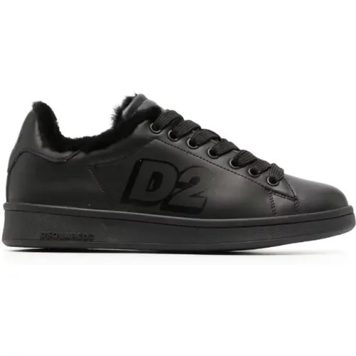 Schwarze Geschlossene Flache Sneakers - Dsquared2 - Modalova