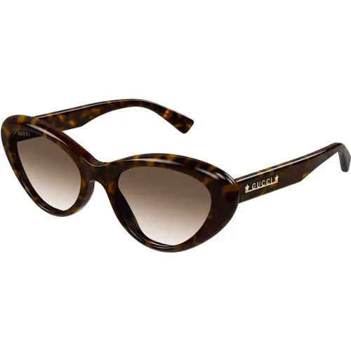 Stilvolle Sonnenbrille in Dunkel Havana/Braun , Damen, Größe: 54 MM - Gucci - Modalova