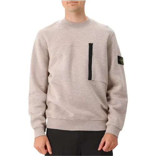 Beiger Pullover mit Reißverschlusstasche , Herren, Größe: 2XL - Stone Island - Modalova