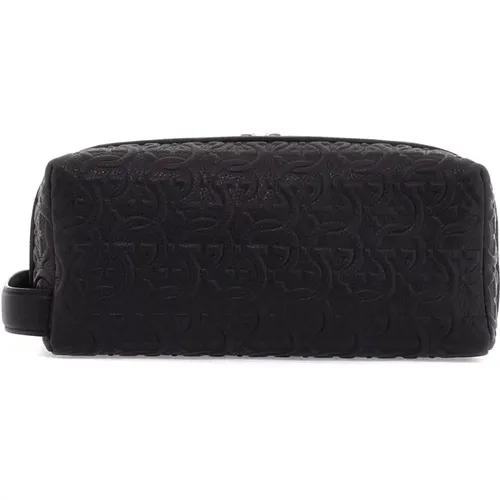 Embossed Gancini Pattern Beauty Case , male, Sizes: ONE SIZE - Salvatore Ferragamo - Modalova