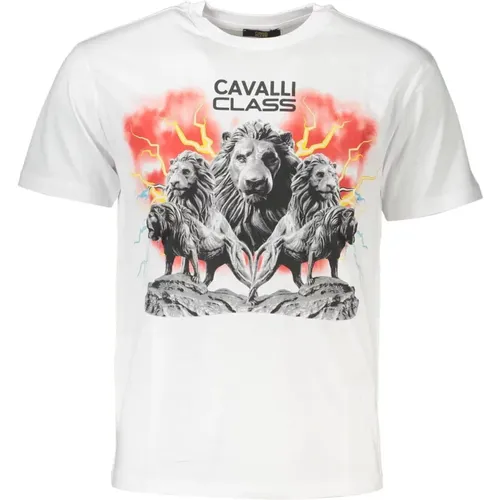 Elegantes weißes Logo-T-Shirt - Cavalli Class - Modalova