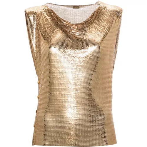 Golden Chainmail Cowl Neck Top , female, Sizes: S - Paco Rabanne - Modalova