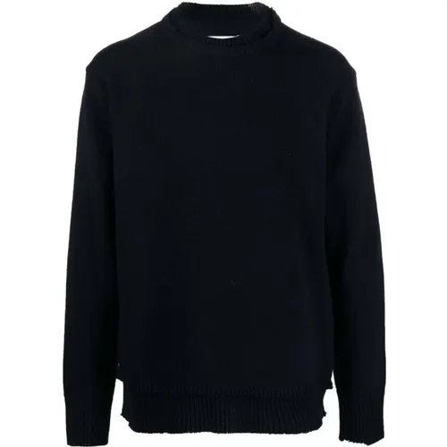 Crew-neck Sweater with Elbow Patches , male, Sizes: XS, S, M, L, XL - Maison Margiela - Modalova