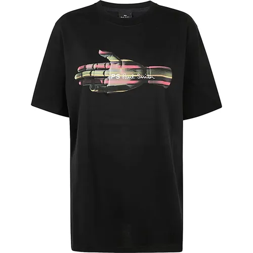 Schwarzes Regular Fit T-Shirt Hand , Herren, Größe: L - PS By Paul Smith - Modalova