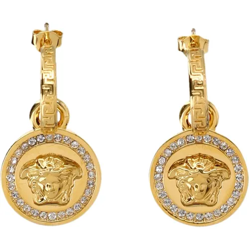 Coin Strass Earrings , female, Sizes: ONE SIZE - Versace - Modalova