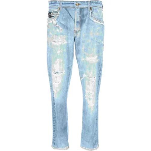 Herren 3D-Druck Kontrast Logo Denim Jeans - 33 - Versace Jeans Couture - Modalova