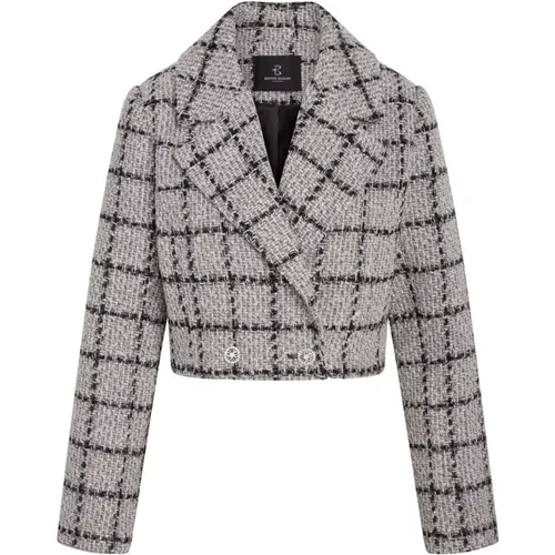 Kurzer Sand Check Blazer Eleganter Stil - Bruuns Bazaar - Modalova