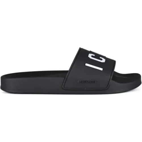 Schwarze Icon Slides , Damen, Größe: 36 EU - Dsquared2 - Modalova