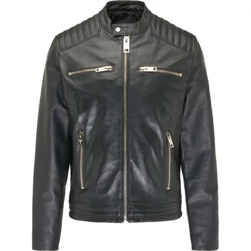 Herren Biker Lederjacke - Bento - Schwarz , Herren, Größe: 3XL - carlo colucci - Modalova