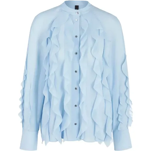 Timeless Elegance: Blouse with Ruffles and Shiny Buttons , female, Sizes: L - Marc Cain - Modalova