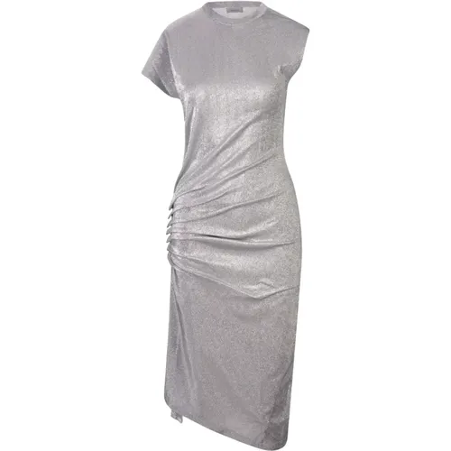 Silver Lurex Draped Midi Dress , female, Sizes: S, 2XS - Paco Rabanne - Modalova