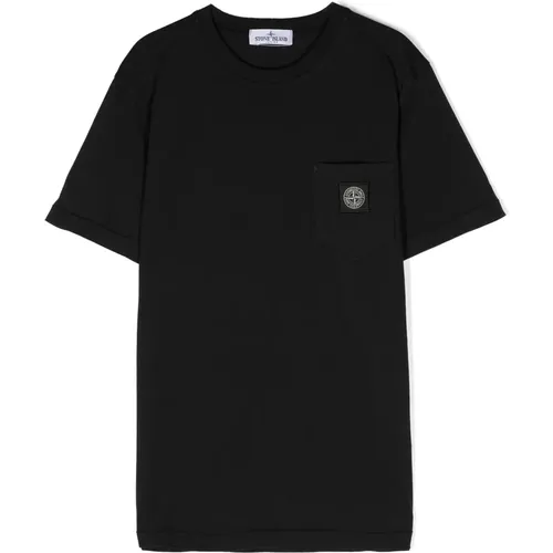 Schwarzes Jersey T-Shirt mit Tasche , Herren, Größe: 7XL - Stone Island - Modalova