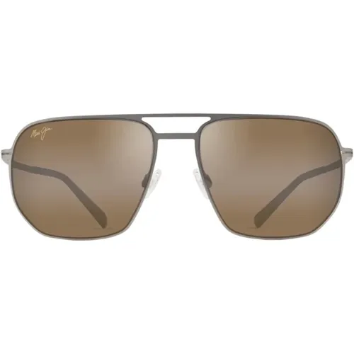 Unisex Square Sunglasses with Bronze Matte Titanium Frame , unisex, Sizes: 55 MM - Maui Jim - Modalova