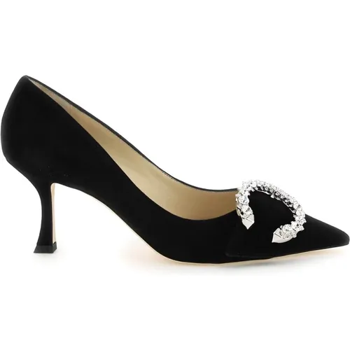 Melva 70 Suede Pumps with Crystal Buckle , female, Sizes: 7 UK - Jimmy Choo - Modalova