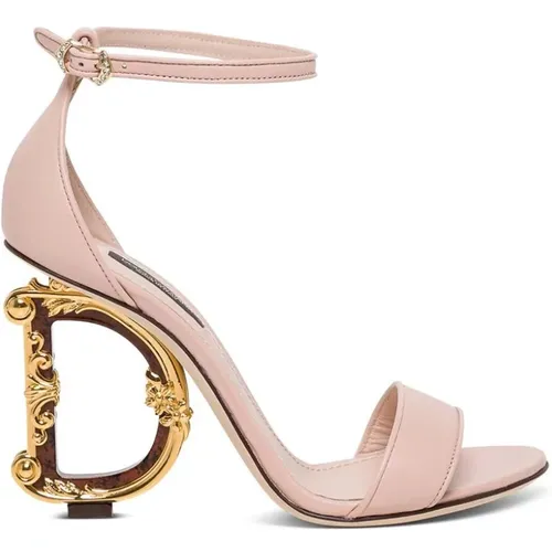 High Heel Leather Sandals , female, Sizes: 6 UK - Dolce & Gabbana - Modalova