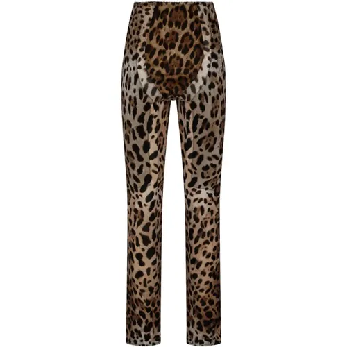 Leopard Print Flared Trousers , female, Sizes: XS, 2XS - Dolce & Gabbana - Modalova