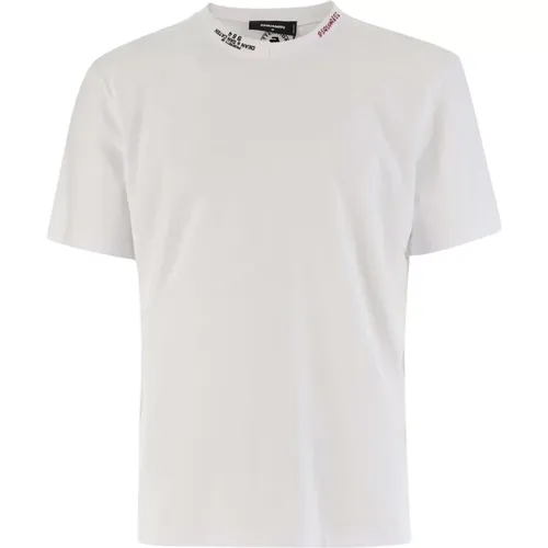 Baumwoll-Crew-Neck-Logo-T-Shirt , Herren, Größe: L - Dsquared2 - Modalova