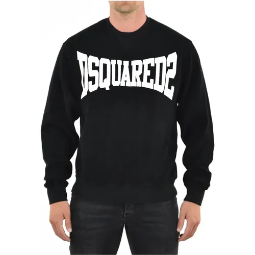 Schwarzer Baumwoll-Logo-Sweatshirt Mod. S71Gu0379 S25427 900 , Herren, Größe: XL - Dsquared2 - Modalova