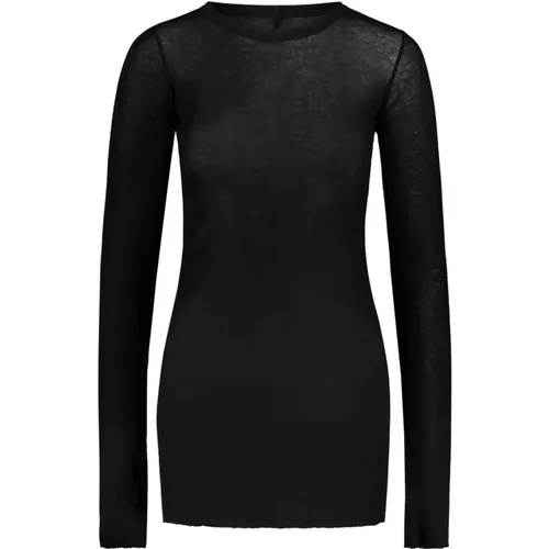 Langarm Rib T-Shirt aus Baumwolle , Damen, Größe: XL - Rick Owens - Modalova