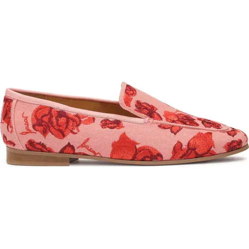 Rosa Halbschuhe mit rotem Blumenmotiv , Damen, Größe: 36 EU - Kazar - Modalova