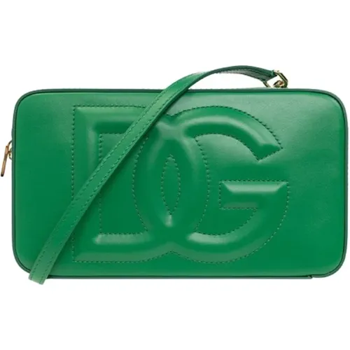 Grüne Leder Logo Schultertasche - Dolce & Gabbana - Modalova
