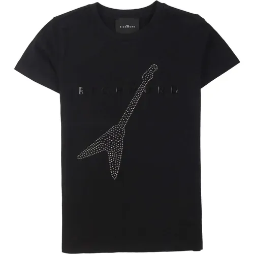 Rundhals T-Shirt mit kurzen Ärmeln und Strass - John Richmond - Modalova