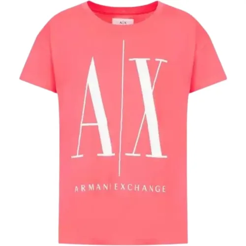 Klassischer Stil T-Shirt, Verschiedene Farben , Damen, Größe: M - Armani Exchange - Modalova