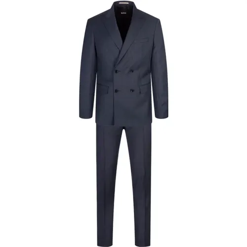 Double-Breasted Suit with Micro Pattern , male, Sizes: XL - Hugo Boss - Modalova