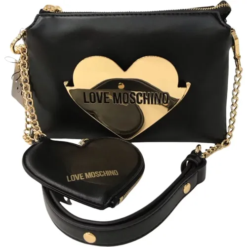 Herzförmige Metall Clutch Tasche , Damen, Größe: ONE Size - Love Moschino - Modalova