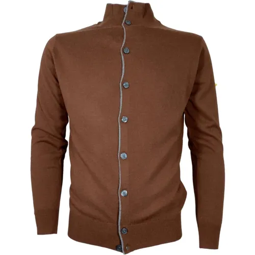 Luxuriöser Brauner Kaschmir-Cardigan Slim Fit - CASHMERE COMPANY - Modalova