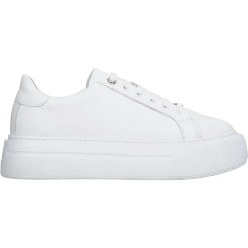 Damen Weiße Sneakers aus Echtem Leder mit Dicker Sohle Er00114538 - Estro - Modalova