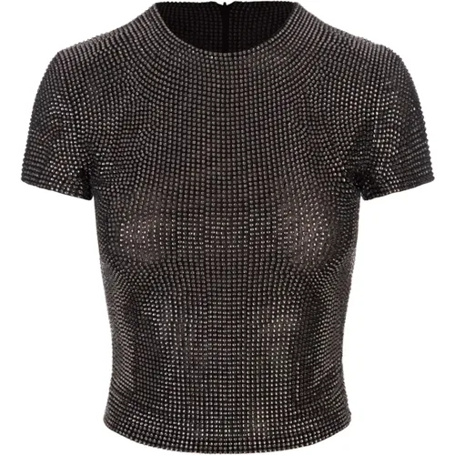 Schwarzes Kristallverziertes Crew-Neck Top , Damen, Größe: 2XS - Giuseppe Di Morabito - Modalova