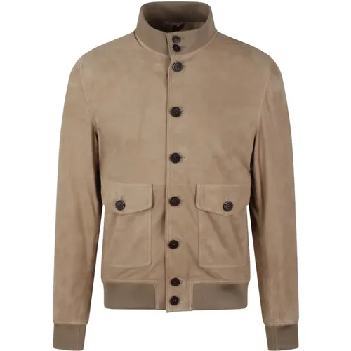 Suede Bomber Jacket Ss24 , male, Sizes: M - Brian Dales - Modalova