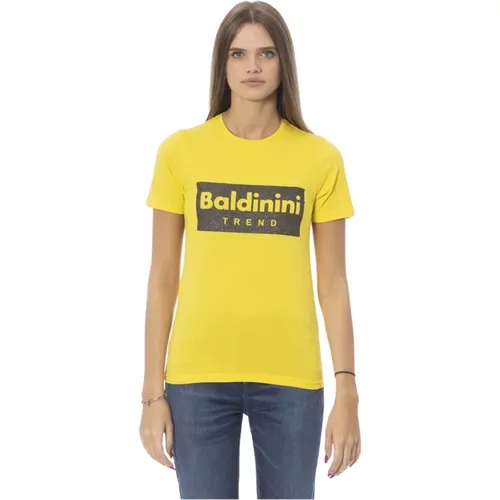 Trend T-Shirt mit Frontdruck , Damen, Größe: XL - Baldinini - Modalova