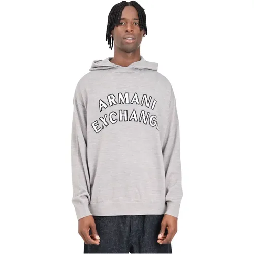 Grauer Kapuzenpullover , Herren, Größe: M - Armani Exchange - Modalova