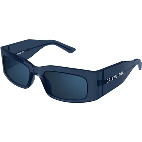 Vintage Rechteckige Sonnenbrille Blauer Blitz , Damen, Größe: 56 MM - Balenciaga - Modalova