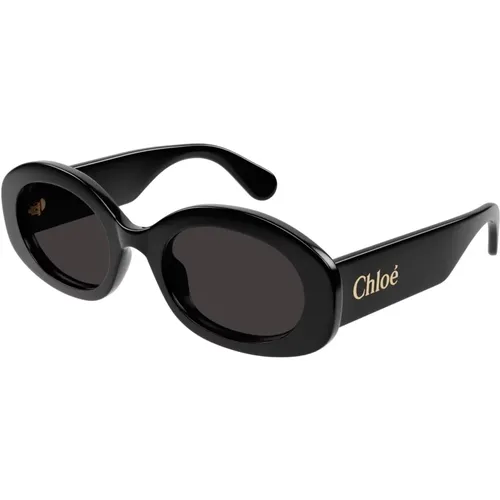 Stilvolle Sonnenbrille in Schwarz , Damen, Größe: 53 MM - Chloé - Modalova