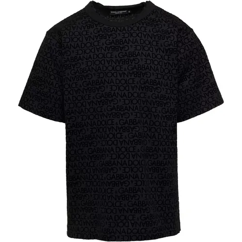 Schwarze T-Shirts und Polos mit Girocollo Flock MC - Dolce & Gabbana - Modalova