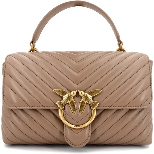 Gepolsterte Lederhandtasche mit Chevron-Muster , Damen, Größe: ONE Size - pinko - Modalova