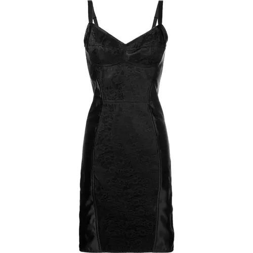 Lace Corset Slip Dress , female, Sizes: XS - Dolce & Gabbana - Modalova