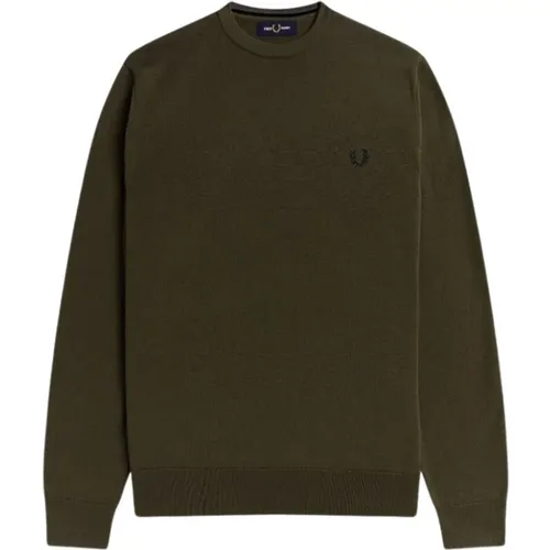 Classic Crew Neck Jumper in Army , male, Sizes: L - Fred Perry - Modalova