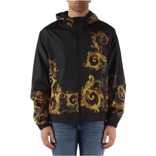 Technical Fabric Hooded Jacket , male, Sizes: S, L, M - Versace Jeans Couture - Modalova