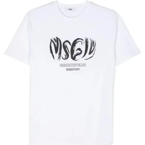 Bianco Jersey T-Shirt Msgm - Msgm - Modalova