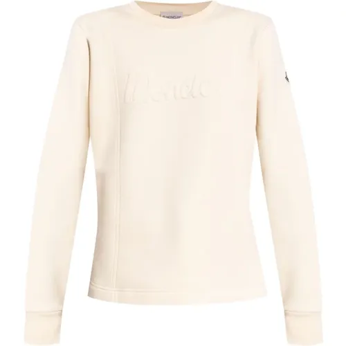 Bestickter Logo-Rundhalsausschnitt-Pullover , Damen, Größe: L - Moncler - Modalova