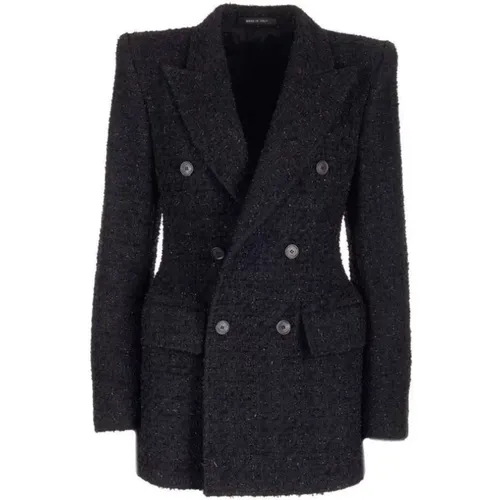 Tweed Blazer with Wide Lapel , female, Sizes: M - Balenciaga - Modalova