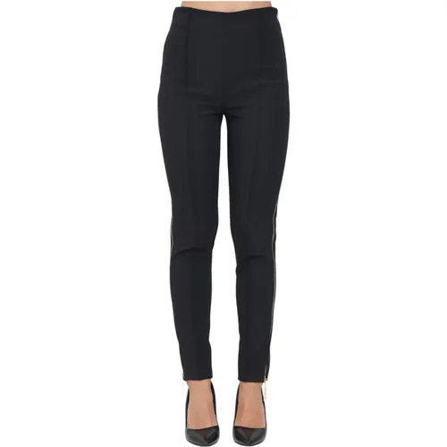 Schwarze elegante Hose mit Reißverschlussmotiv , Damen, Größe: XS - Elisabetta Franchi - Modalova