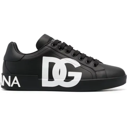Portofino Logo-Print Sneakers , male, Sizes: 8 1/2 UK, 9 1/2 UK - Dolce & Gabbana - Modalova