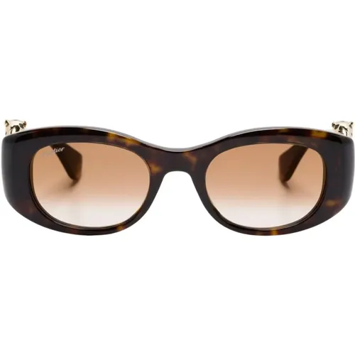 Panthère Sunglasses Tortoise Oval , female, Sizes: 51 MM - Cartier - Modalova